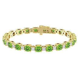 Peridot and White Topaz Fashion Bracelet 10K Yellow Gold