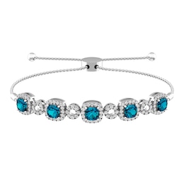 London Blue Topaz and White Topaz Fashion Bracelet Sterling Silver