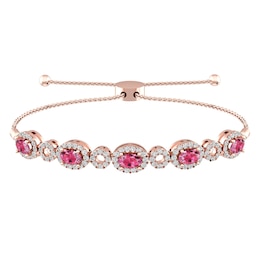 Pink Tourmaline and White Topaz Fashion Bracelet 10K Rose Gold