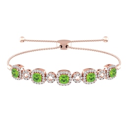 Peridot and White Topaz Fashion Bracelet 10K Rose Gold