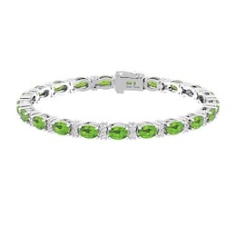 Peridot and White Topaz Fashion Bracelet Sterling Silver