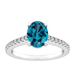 London Blue Topaz and White Topaz Fashion Ring Sterling Silver