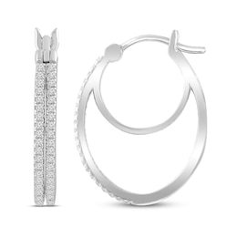 Diamond Double Hoop Earrings 1/4 ct tw Sterling Silver