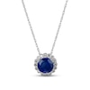 Thumbnail Image 1 of Blue/White Lab-Created Sapphire Necklace Round-Cut Sterling Silver 18&quot;