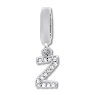 True Definition Letter Z Initial Charm 1/20 ct tw Diamonds Sterling ...