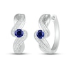 Thumbnail Image 1 of Blue/White Lab-Created Sapphire Hoop Earrings Sterling Silver