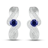 Thumbnail Image 2 of Blue/White Lab-Created Sapphire Hoop Earrings Sterling Silver