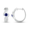 Thumbnail Image 3 of Blue/White Lab-Created Sapphire Hoop Earrings Sterling Silver