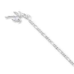 Palm Tree Anklet Sterling Silver 10&quot;