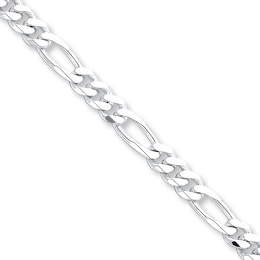 Solid Figaro Necklace Sterling Silver 22&quot;