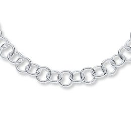 Open Link Anklet Solid Sterling Silver 10&quot;