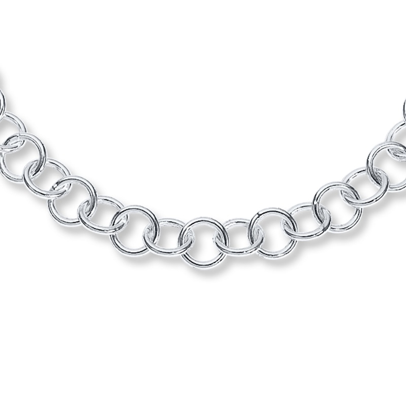 Main Image 1 of Open Link Anklet Solid Sterling Silver 10&quot;