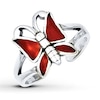 Thumbnail Image 1 of Butterfly Toe Ring Red Enamel Sterling Silver