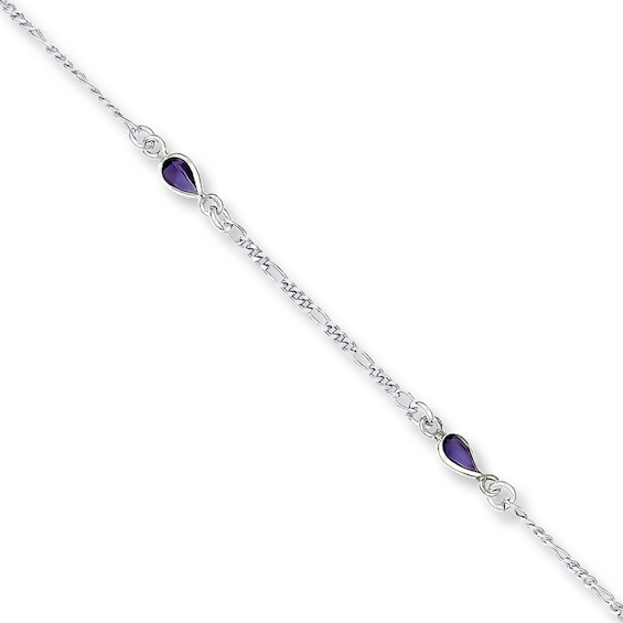 Amethyst Anklet Sterling Silver 9