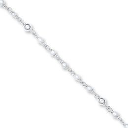 Cultured Pearl Anklet Sterling Silver 10&quot; Length