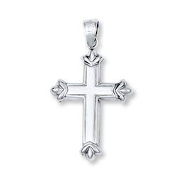 Fleur-de-Lis Cross Charm Sterling Silver