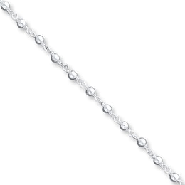 Beaded Anklet Solid Sterling Silver 10"