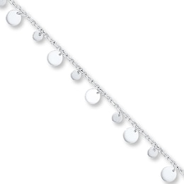 Dangling Circle Anklet Sterling Silver 10&quot;