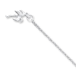 Palm Tree Anklet Sterling Silver 10&quot;