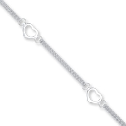 Heart Anklet Sterling Silver 10&quot;