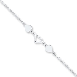 Heart Anklet Solid Sterling Silver 9&quot;