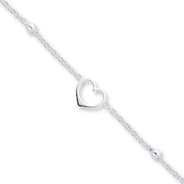 Heart Anklet Solid Sterling Silver 10&quot;