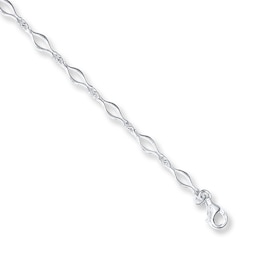 Sterling Silver Bracelet Oval Loop Chain 7.25&quot;