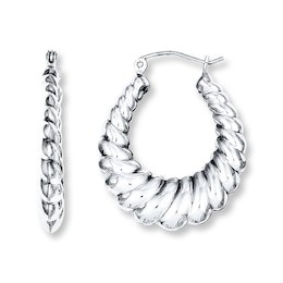 Scalloped Hoop Earrings Sterling Silver