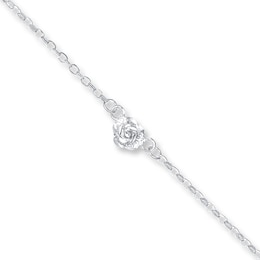 Rose Anklet Sterling Silver 9&quot;