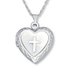 Thumbnail Image 1 of Cross Heart Locket Mother-of-Pearl Sterling Silver