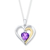 Thumbnail Image 1 of Heart Necklace Amethyst Sterling Silver/10K Gold