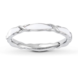 Stackable Ring White Enamel Sterling Silver