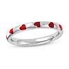 Thumbnail Image 1 of Stackable Heart Ring Red Enamel Sterling Silver