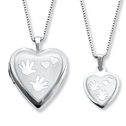 Mother/Daughter Necklaces Hands and Hearts Sterling Silver