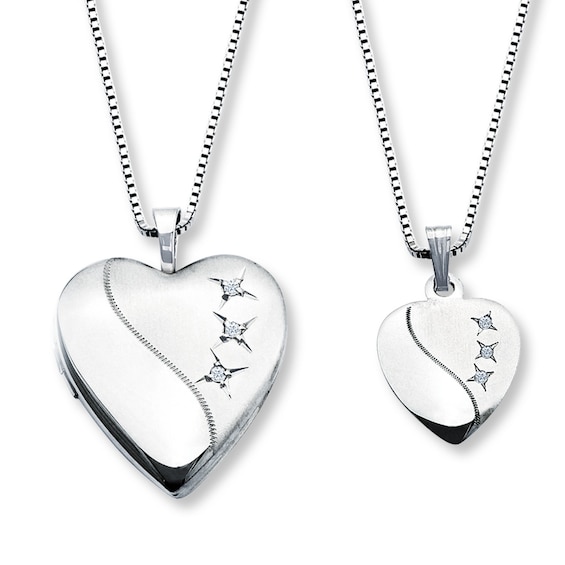 Mother/Daughter Necklaces Heart with Diamonds Sterling Silver | Kay