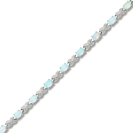 Lab-Created Opal Bracelet Diamond Accents Sterling Silver