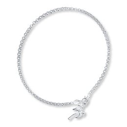 Palm Tree Anklet Sterling Silver 9&quot;