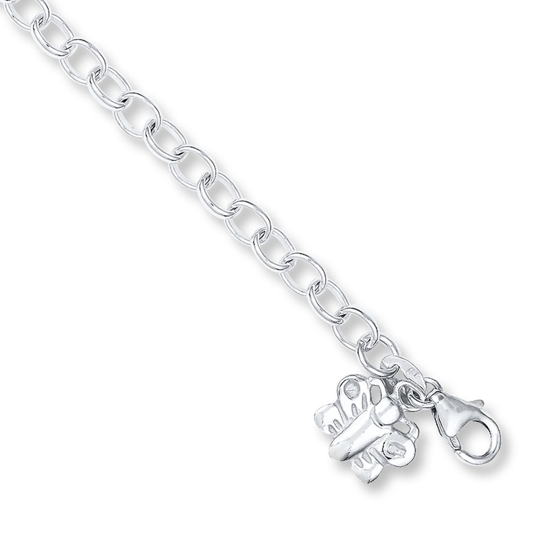 Main Image 1 of Butterfly Charm Anklet 10&quot; Rolo Chain Sterling Silver