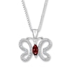 Thumbnail Image 1 of Butterfly Necklace Garnet/Diamonds Sterling Silver