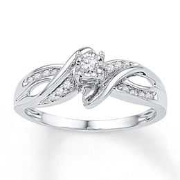 Diamond Bypass Promise Ring 1/8 ct tw Sterling Silver