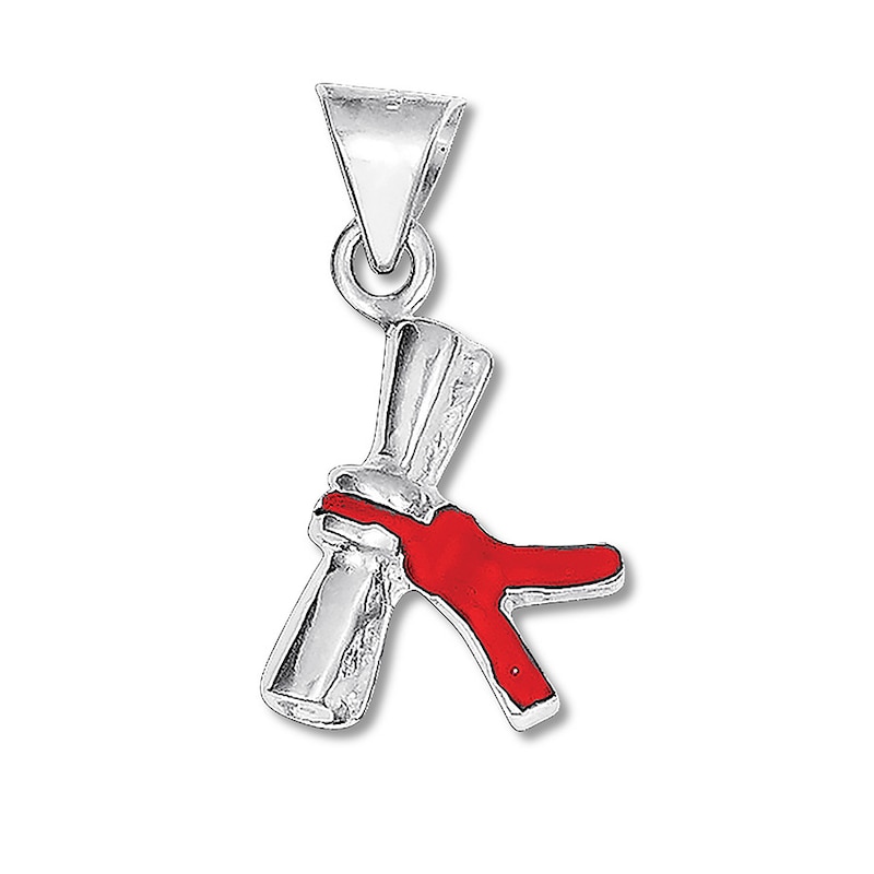 Main Image 1 of Diploma Charm Sterling Silver/Red Enamel