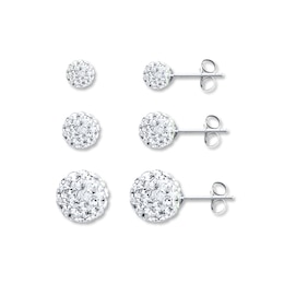 Crystal Earrings Set Sterling Silver