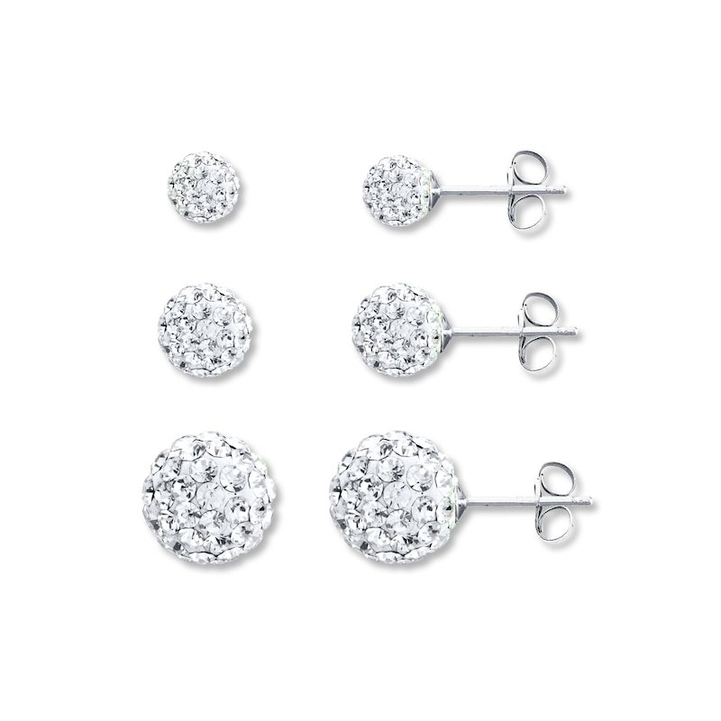 Main Image 1 of Crystal Earrings Set Sterling Silver