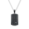 Thumbnail Image 0 of Men's Dog Tag Necklace Diamond Accent Stainless Steel & Leather