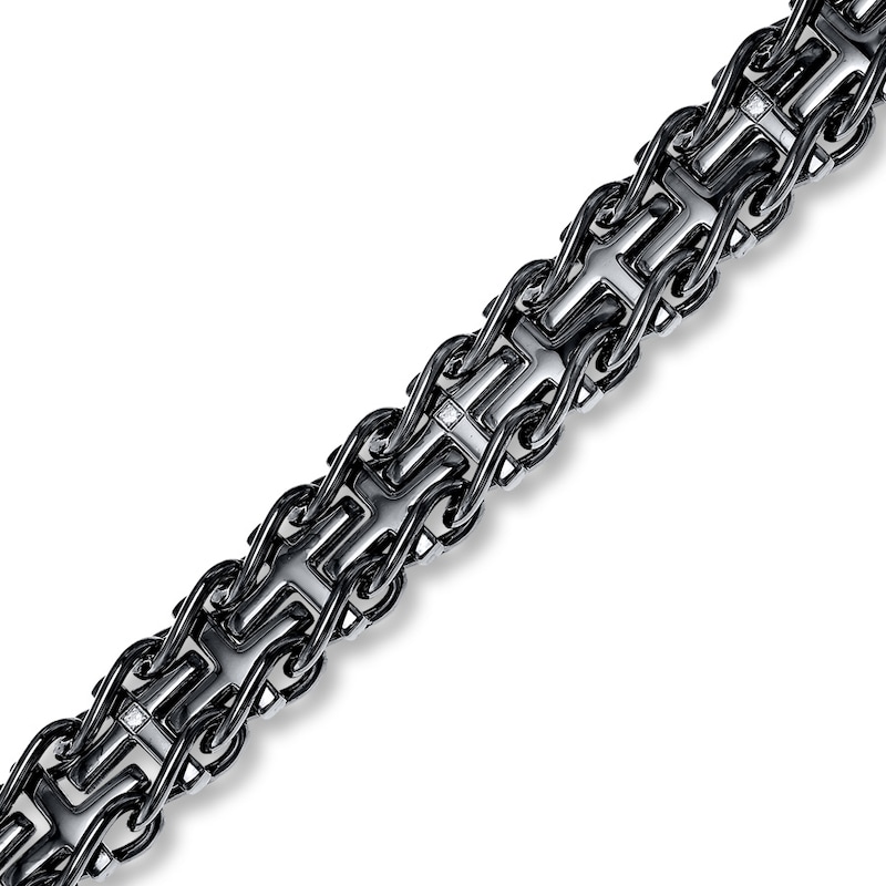 Main Image 2 of Men's Diamond Bracelet Stainless Steel 8.5&quot;