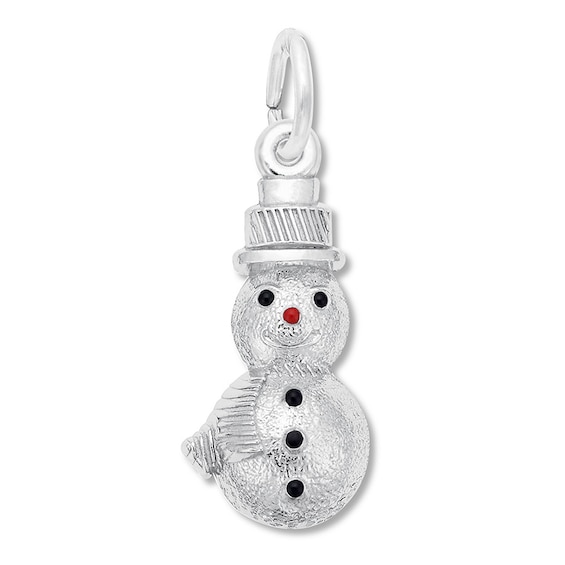 925 Sterling Silver Polished Open Back Red Enameled Mini Snowman Pendant -  Accessories and Jewelry