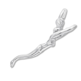 Female Swimmer Charm Sterling Silver