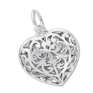 Filigree Heart Charm Sterling Silver | Kay