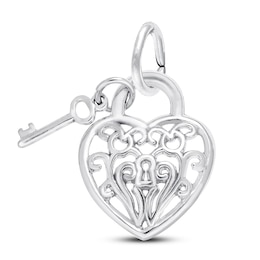 Lock and Key Heart Sterling Silver Charm