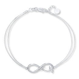 Infinity Family Sterling Silver Bracelet 7&quot;